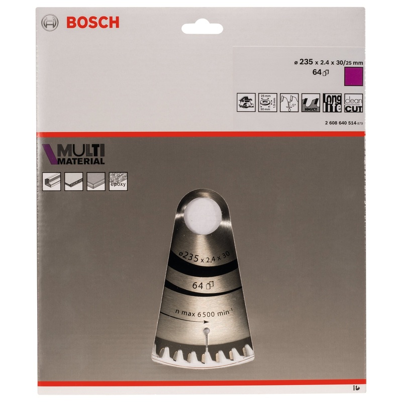 Bosch Professional Multi Material Circular Saw Blade – 235mm x 30/25mm x 2.4mm, 64 Teeth