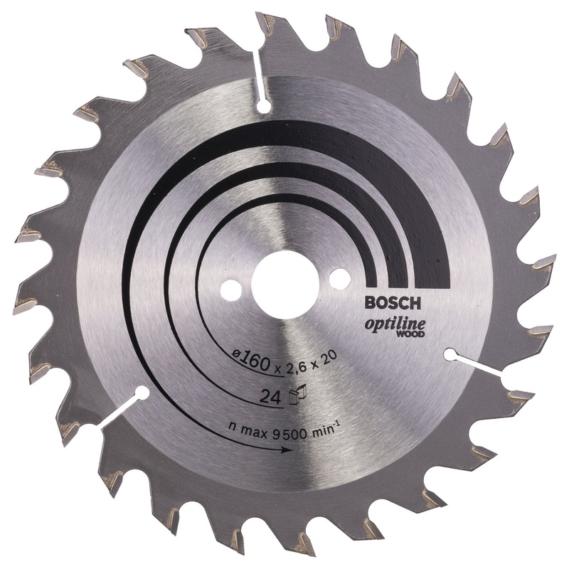 Bosch Professional Optiline Wood Circular Saw Blade – 160 x 20/16 x 2.6mm, 24 Teeth