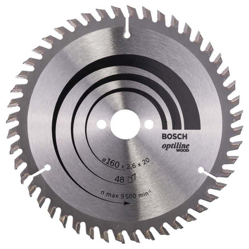Bosch Professional Optiline Wood Circular Saw Blade – 160 x 20/16 x 2.6mm, 48 Teeth