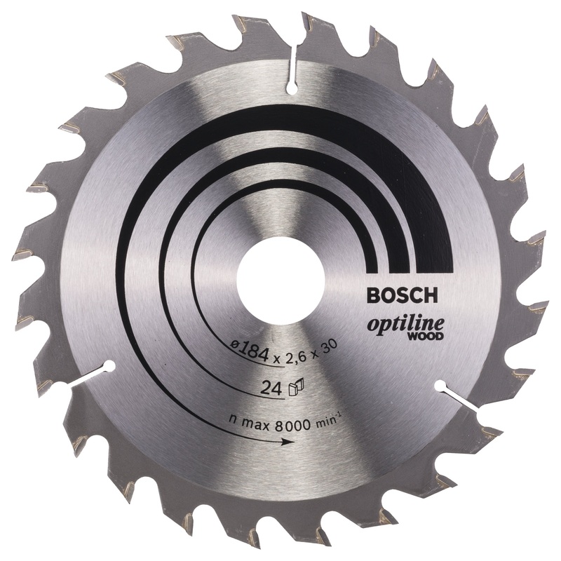 Bosch Professional Optiline Wood Circular Saw Blade – 184 x 30 x 2.6 mm, 24 Teeth