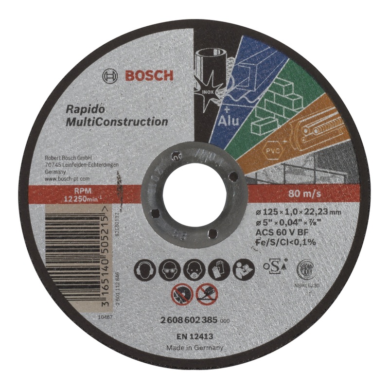 Bosch Professional Rapido Multi Construction Straight Cutting Disc ACS 60 V BF – 125mm x 1.0mm