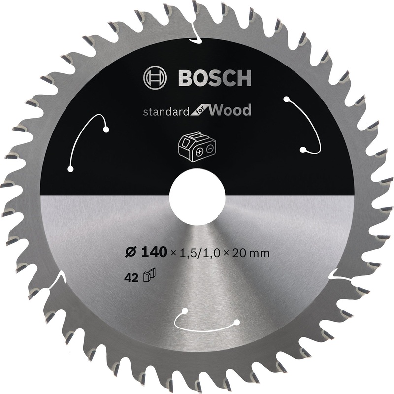 Bosch Professional Circular Saw Blade for Cordless Saws – Standard for Wood – 140×1.5/1×20 T42