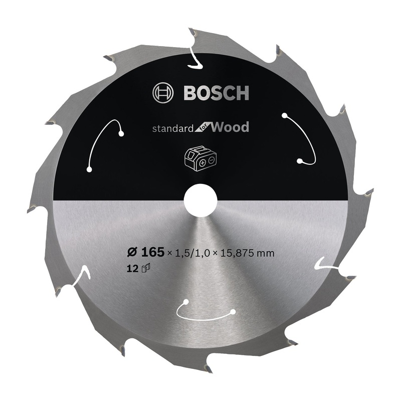 Bosch Professional Circular Saw Blade for Cordless Saws – Standard for Wood – 165×1.5/1×15.875 T12