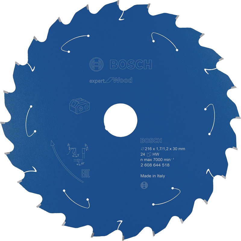 Bosch Professional Expert Circular Saw Blade for Wood – Cordless Saws – 216×1.7/1.2×30 T24