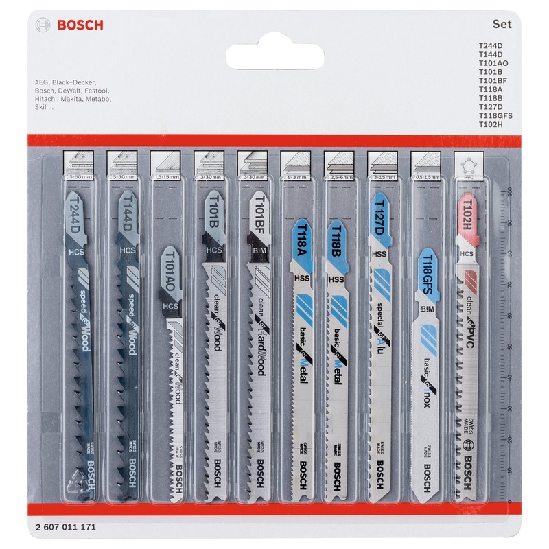 Bosch Professional Jigsaw Blade Set – 10 Pieces, All-in-One