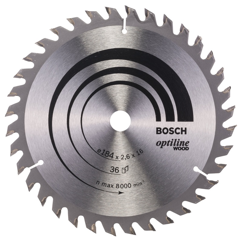 Bosch Professional Optiline Wood Circular Saw Blade – 184 x 16 x 2.6 mm, 36 Teeth