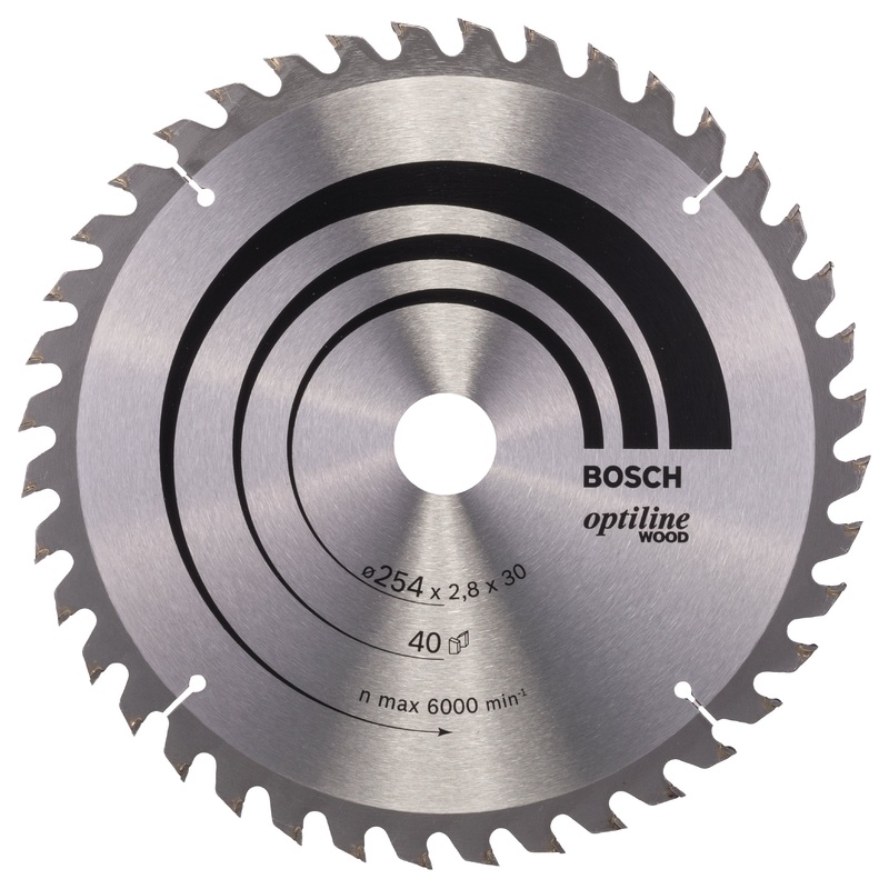 Bosch Professional Optiline Wood Circular Saw Blade – 254mm x 30mm x 2.8mm, 40 Teeth
