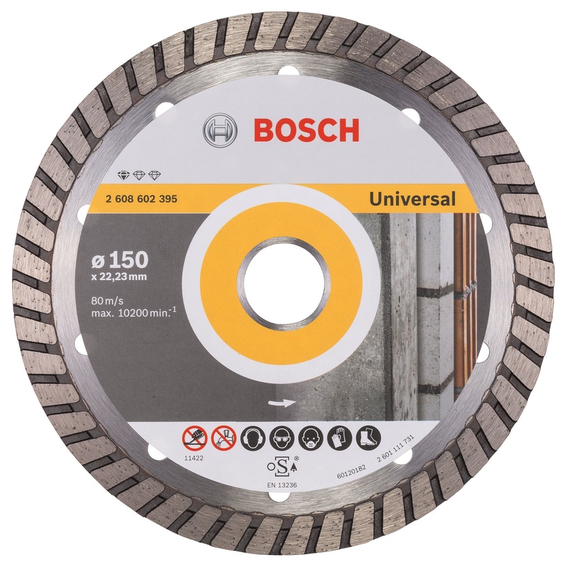 Bosch Professional Universal Turbo Diamond Cutting Disc – 150 x 22.23 x 2.5 x 10 mm Standard