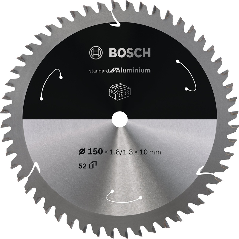 Bosch Professional Aluminium Circular Saw Blade for Cordless Saws – 150×1.8/1.3×10 T52