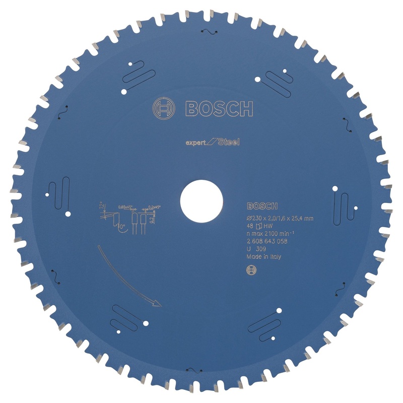 Bosch Professional Circular Saw Blade Expert for Steel – 230 x 25.4 x 2.0 mm, 48 Teeth