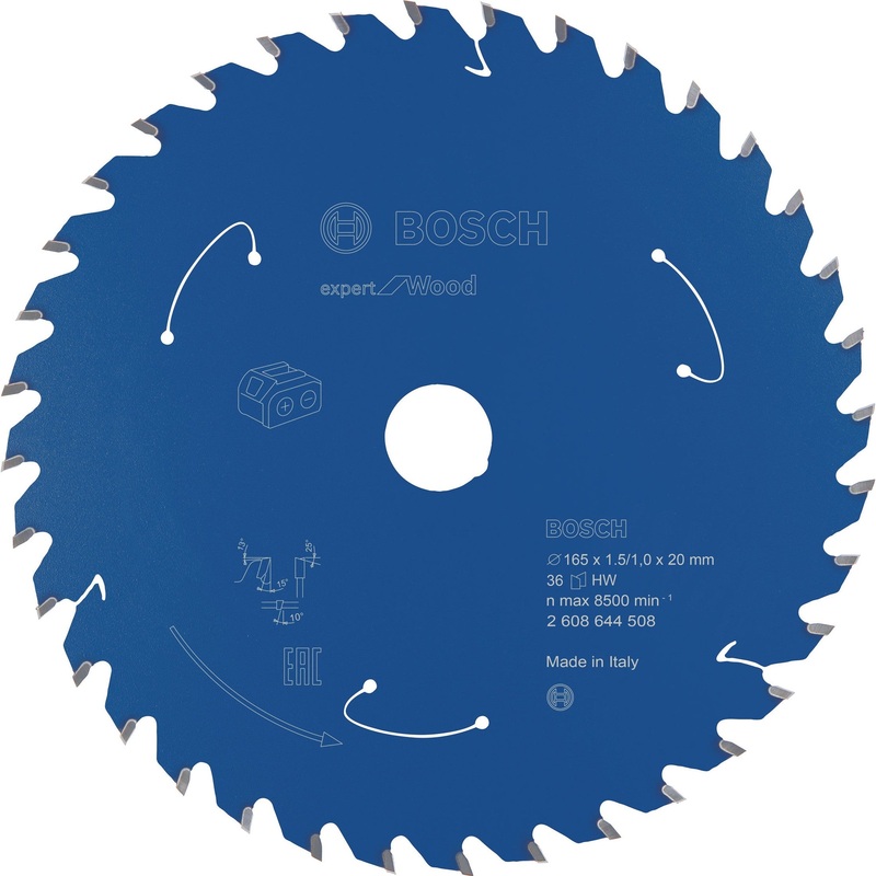 Bosch Professional Expert Circular Saw Blade for Cordless Saws – Wood, 165×1.5/1×20 T36
