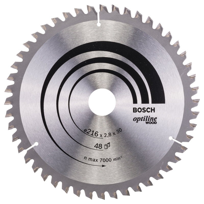 Bosch Professional Optiline Wood Circular Saw Blade – 216mm x 30mm x 2.8mm, 48 Teeth