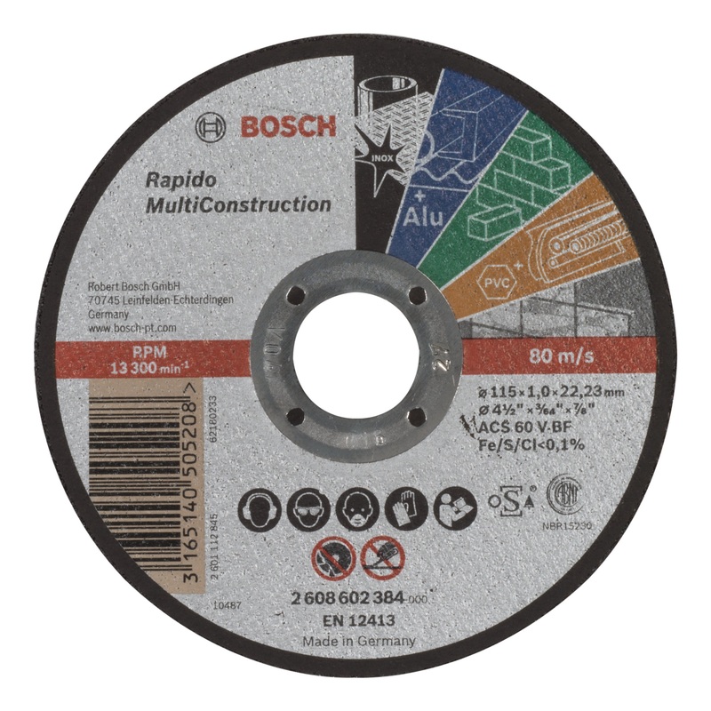 Bosch Professional Rapido Multi Construction Straight Cutting Disc ACS 60 V BF – 115mm x 1.0mm