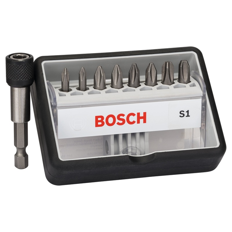 Bosch Professional Robust Line Screwdriver Bit Set S – Extra Hard Version 25mm (8+1 Piece)