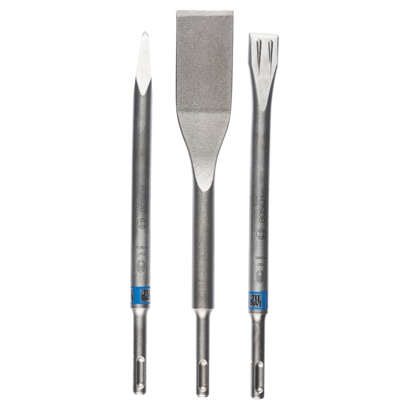 Bosch Professional SDS-Plus Hammer Drill Bit Chisel Set – 3 Pieces (Pointed, Flat, and Tile)