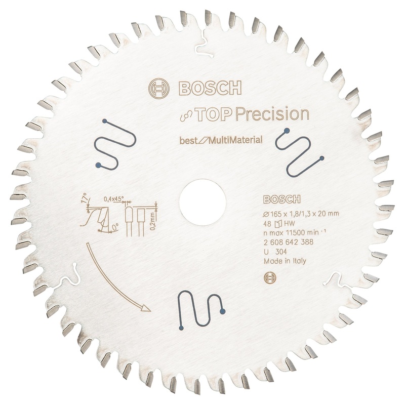Bosch Professional Top Precision Multi Material Circular Saw Blade – 165 x 20 x 1.8 mm, 48 Teeth
