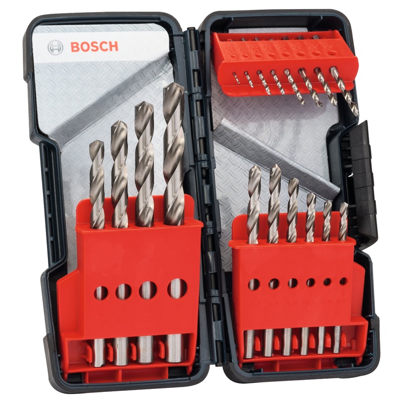 Bosch Professional 18-Piece Tough Box Metal Drill Bit Set HSS-G, DIN 338, 135