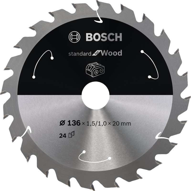 Bosch Professional Circular Saw Blade for Cordless Saws – Standard for Wood – 136×1.5/1×20 T24