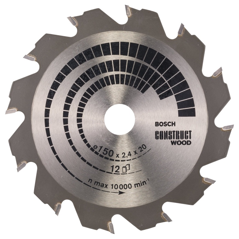 Bosch Professional Construct Wood Circular Saw Blade – 150mm x 20/16mm x 2.4mm, 12 Teeth