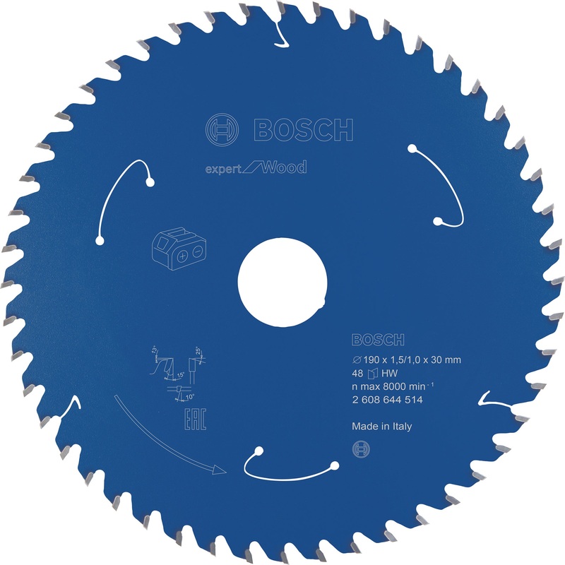 Bosch Professional Expert Circular Saw Blade for Cordless Saws – Wood, 190×1.5/1×30 T48