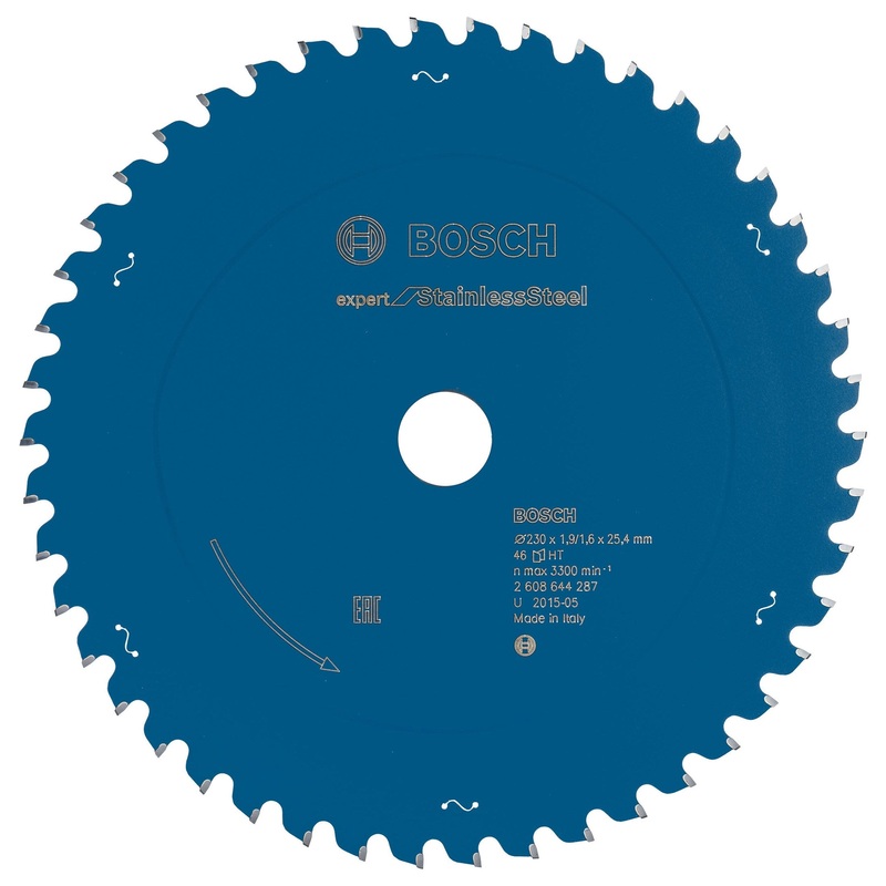 Bosch Professional Expert Circular Saw Blade for Stainless Steel – 230mm x 25.4mm x 1.9mm x 46 Teeth