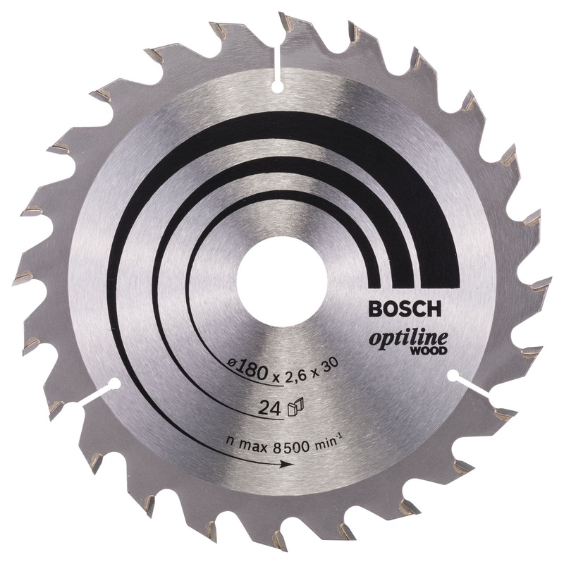 Bosch Professional Optiline Wood Circular Saw Blade – 180 x 30/20 x 2.6mm, 24 Teeth