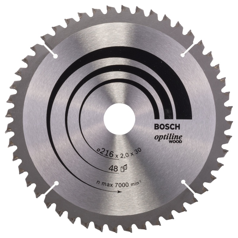 Bosch Professional Optiline Wood Circular Saw Blade – 216mm x 30mm x 2.0mm, 48 Teeth