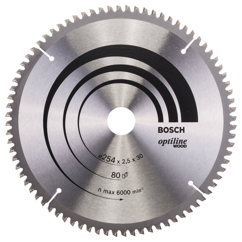 Bosch Professional Optiline Wood Circular Saw Blade – 254mm x 30mm x 2.5mm, 80 Teeth