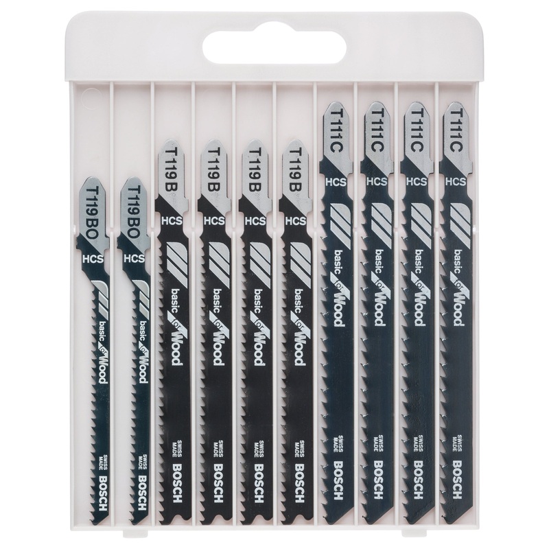 Bosch Professional 10-Piece Jigsaw Blade Set for Wood – T 119 BO (2x), T 119 B (4x), T 111 C (4x)
