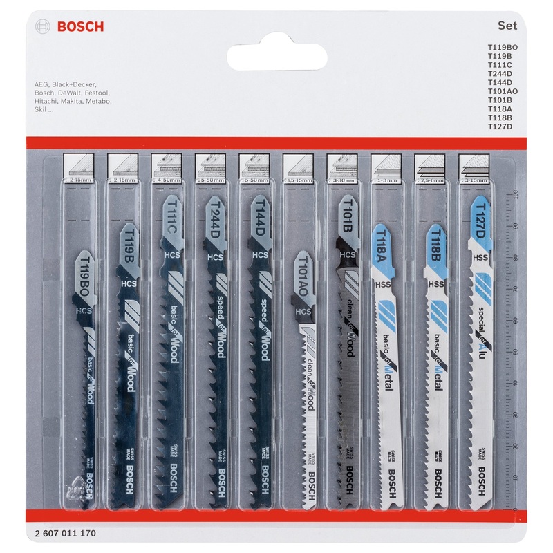 Bosch Professional Jigsaw Blade Set – 10 Pieces for Wood and Metal