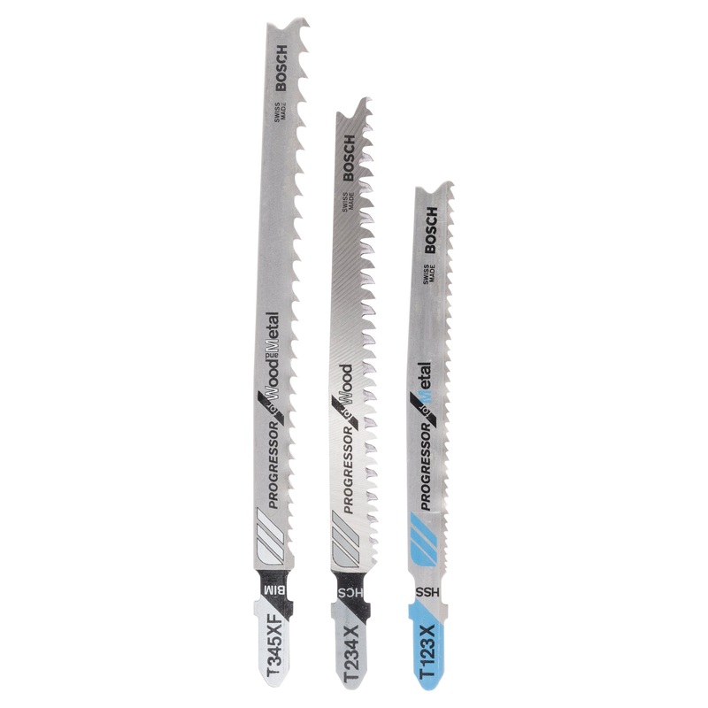 Bosch Professional Jigsaw Blade Set – 3 Pieces (T 123 XF, T 234 X, T 345 XF)