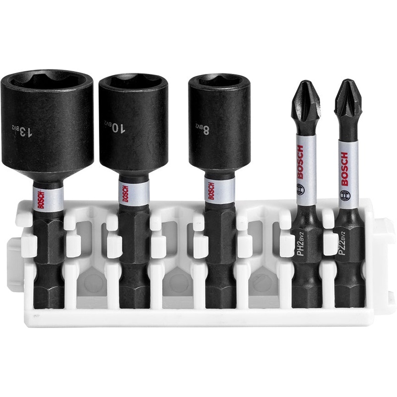 Bosch Professional Mixed Pack Nutsetter and Impact Power Bit Set – 8, 10, 13mm Nutsetters and 50mm PH2, PZ2 Impact Power Bits with Pick & Clic