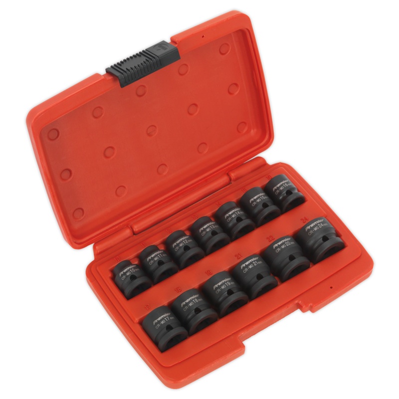 Sealey Impact Socket Set 13pc 1/2Sq Drive Low Profile Metric