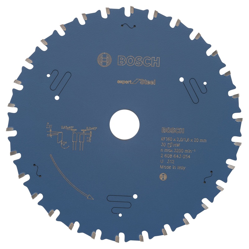 Bosch Professional Circular Saw Blade Expert for Steel – 160 x 20 x 2.0 mm, 30 Teeth