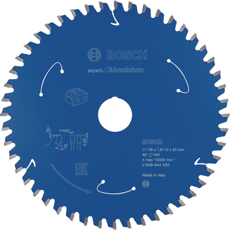Bosch Professional Expert Aluminium Circular Saw Blade for Cordless Saws – 136×1.6/1×20 T48