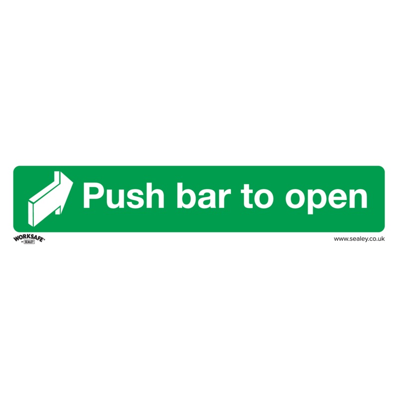 Sealey Safe Conditions Safety Sign – Push Bar To Open – Self-Adhesive Vinyl
