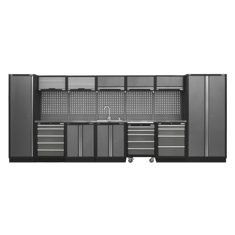 Sealey Superline PRO 4.9m Storage System – Stainless Worktop APMSSTACK17SS