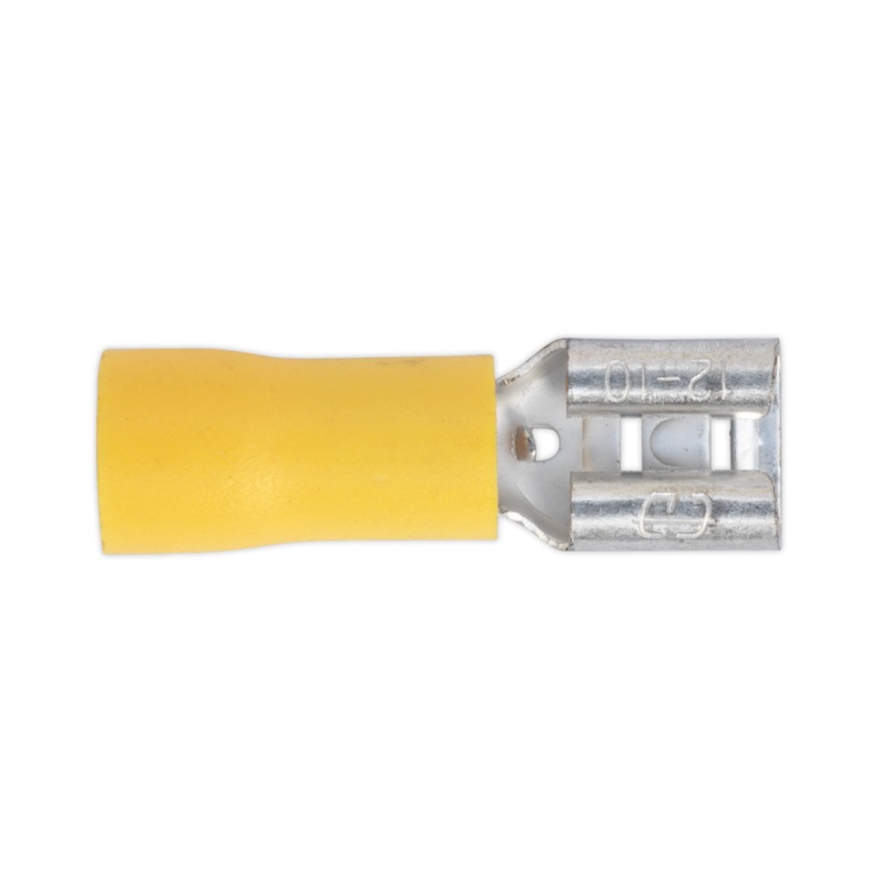 Sealey Push-On Terminal 6.3mm Female Yellow Pack of 100