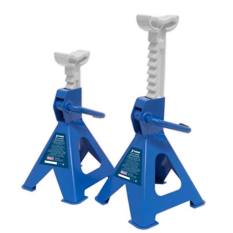 Sealey Axle Stands (Pair) 2 Tonne Capacity per Stand Ratchet Type – Blue