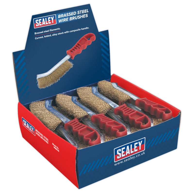Sealey Wire Brush Brassed Steel Plastic Handle Display Box of 24