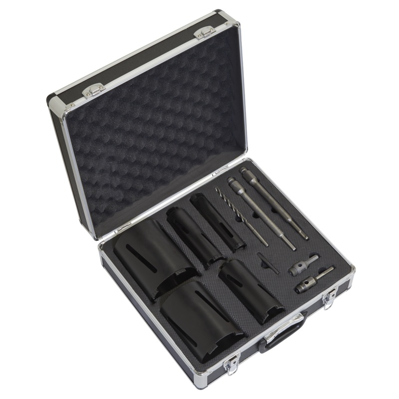 Sealey Diamond 5 Core Kit (38, 52 ,65, 117, 127mm Cores with Adaptors)