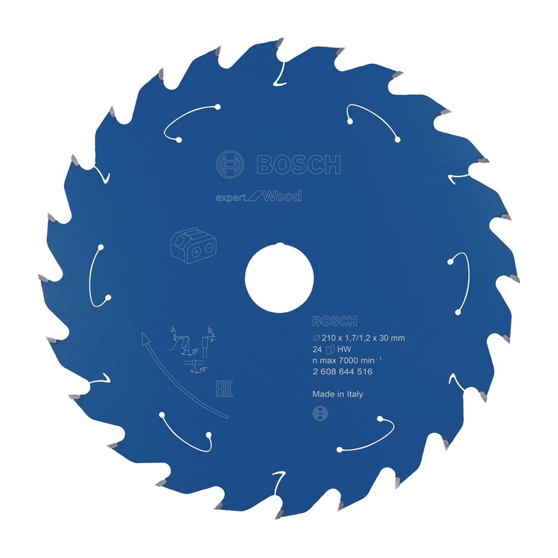 Bosch Professional Expert Circular Saw Blade for Wood – Cordless Saws – 210×1.7/1.2×30 T24