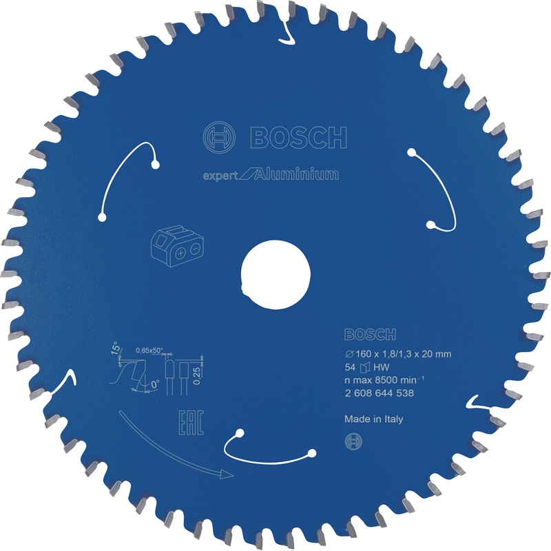 Bosch Professional Expert Circular Saw Blade for Cordless Saws – Aluminium, 160×1.8/1.3×20 T54