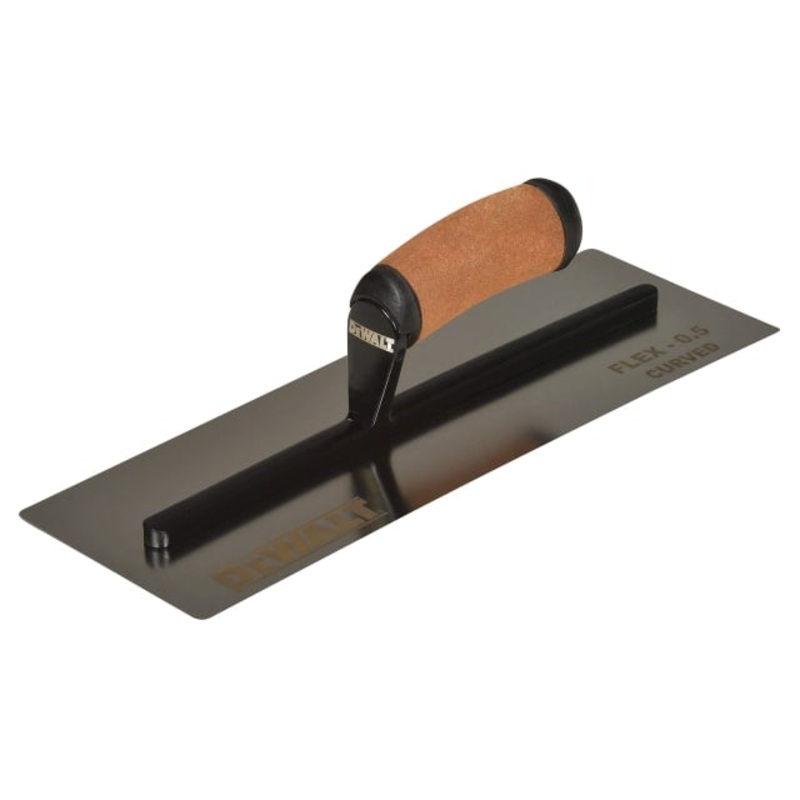 DEWALT Drywall 0.5mm FLEX Stainless Steel Curved Trowel, Leather Handle 14in