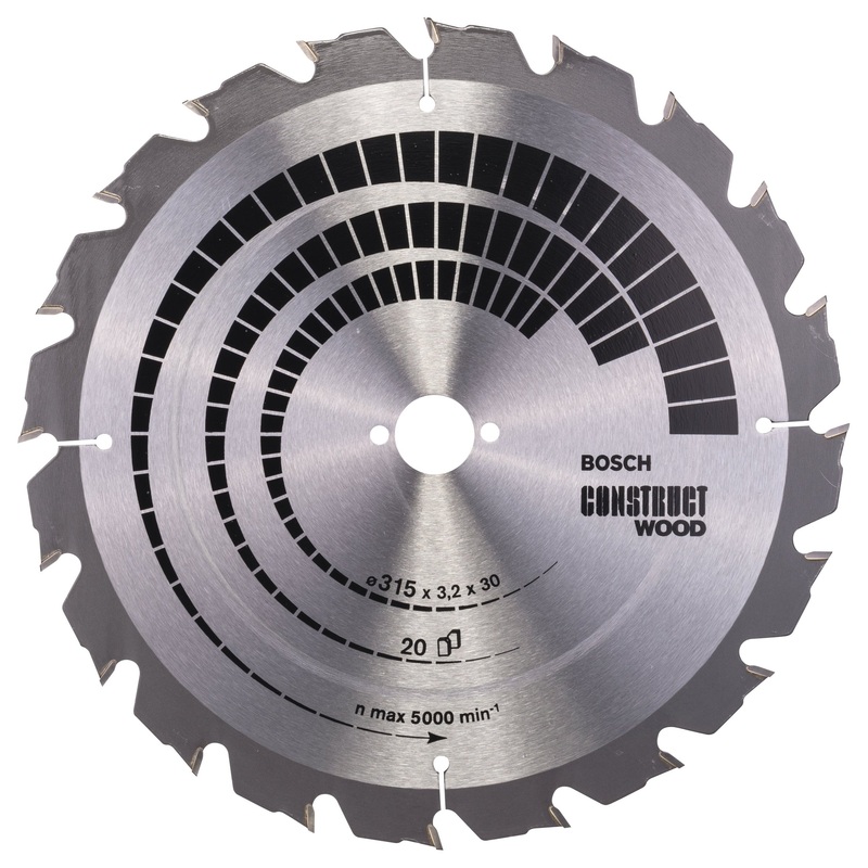 Bosch Professional Construct Wood Circular Saw Blade – 315mm x 30mm x 3.2mm (20 Teeth)