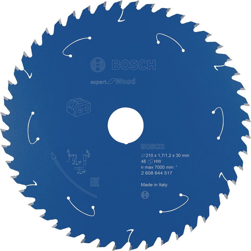 Bosch Professional Expert Circular Saw Blade for Wood – Cordless Saws – 210×1.7/1.2×30 T48