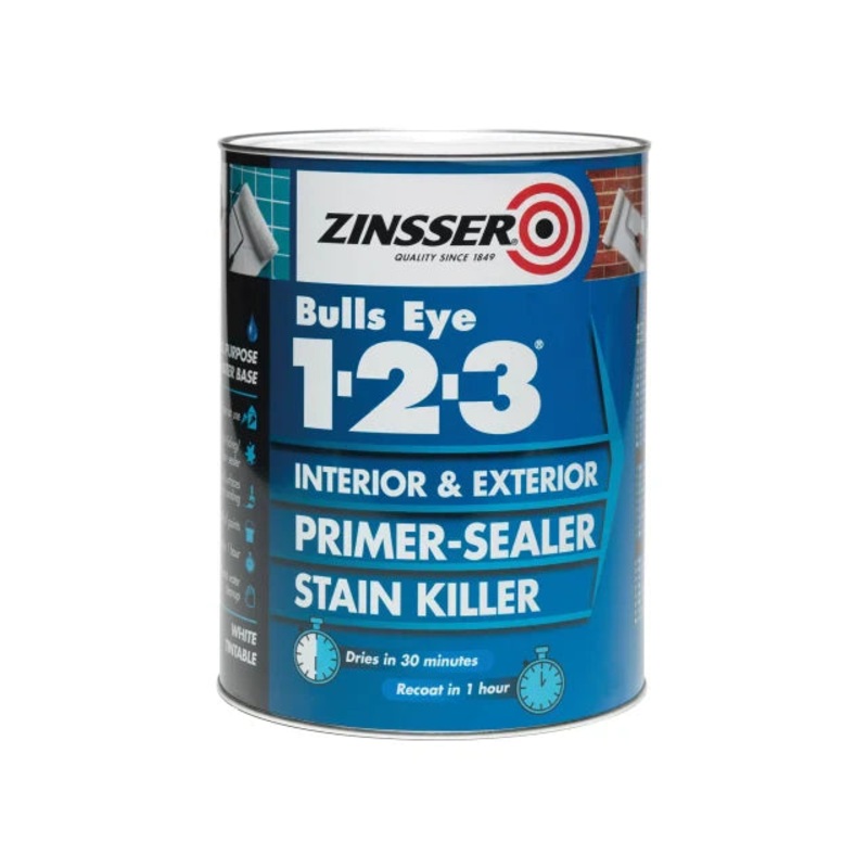 Zinsser Bulls Eye 1-2-3 Primer & Sealer Paint White 5 litre
