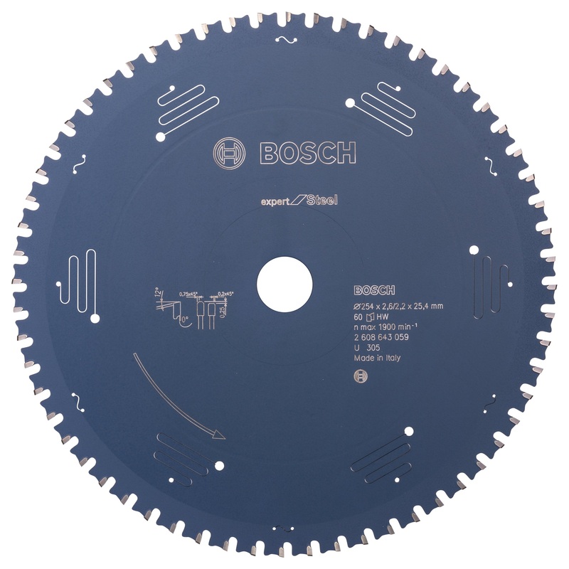 Bosch Professional Circular Saw Blade Expert for Steel – 254 x 25.4 x 2.6 mm, 60 Teeth
