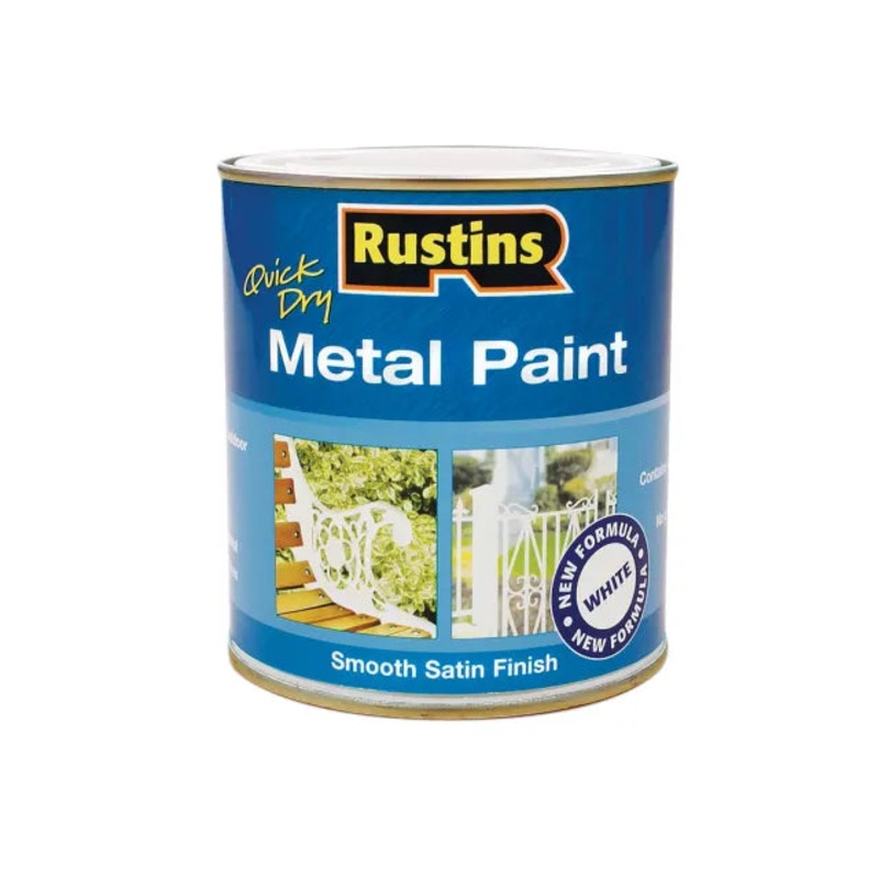 Rustins Quick Dry Metal Paint Smooth Satin White 500ml