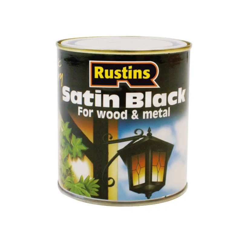 Rustins Satin Black Paint Quick Drying 500ml